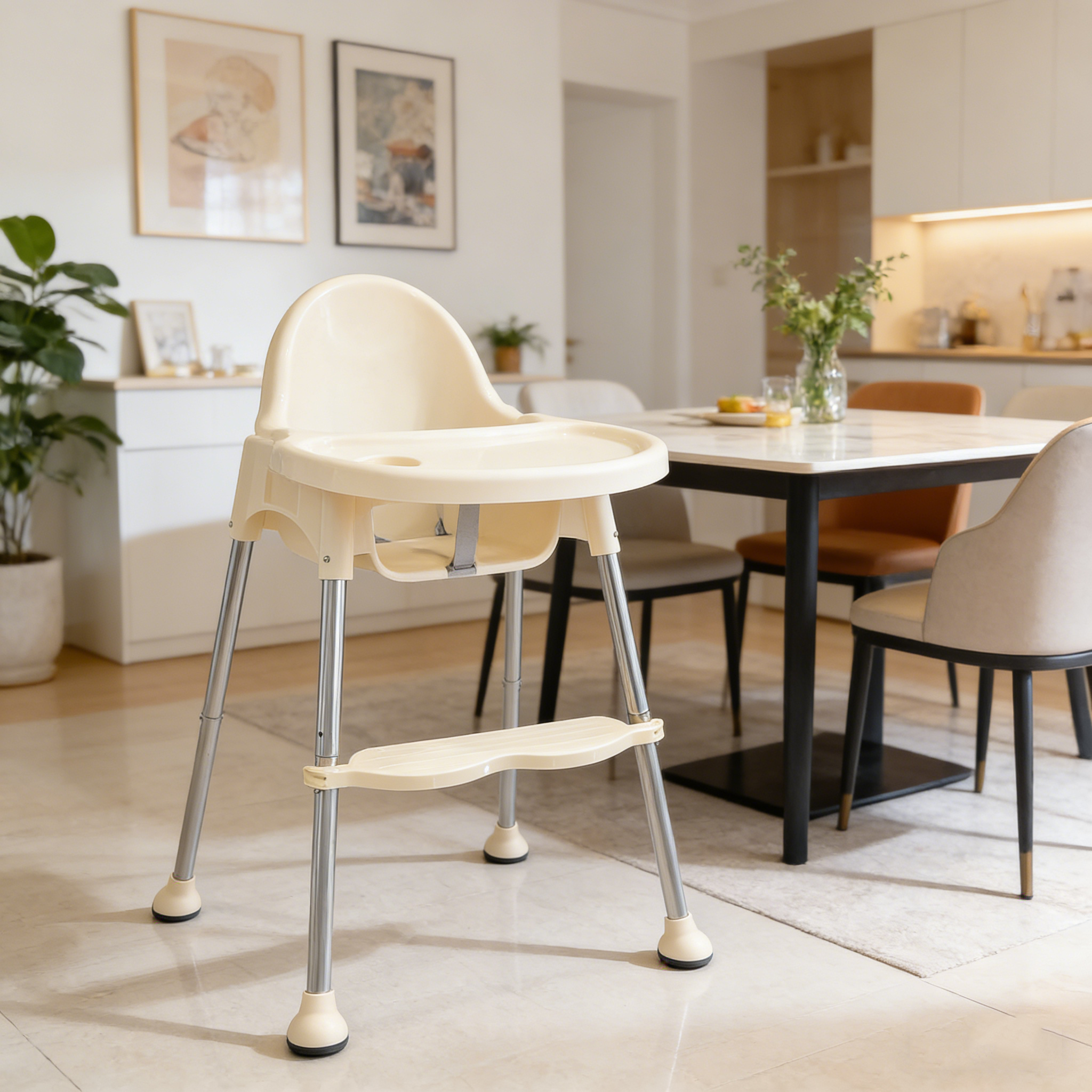 hhf hi hide friends High chairs for babies，Baby High Chair with Removable Tray, Sturdy Plastic Feeding Chair with Footrest & Cup Holder, Safe Toddler Dining Seat for Infants